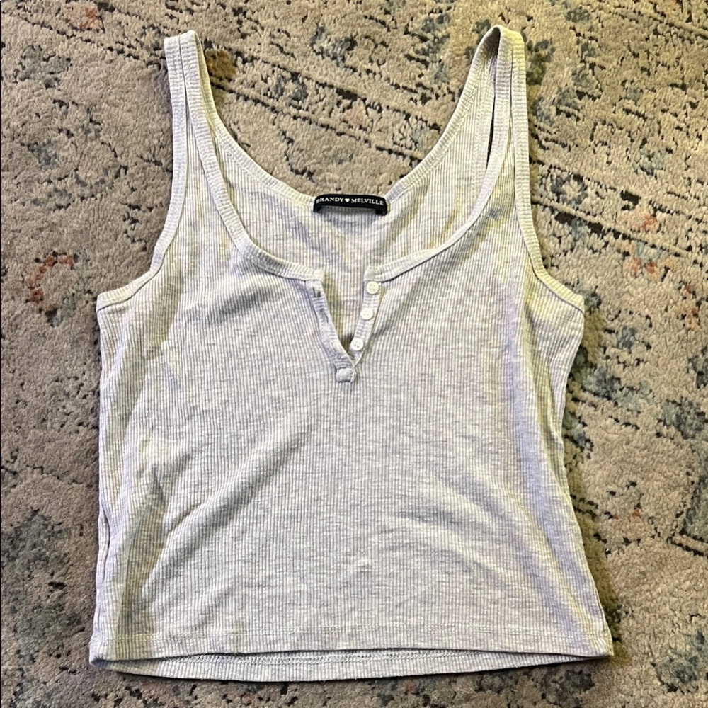 Brandy Melville Light Gray Ribbed Tank Top